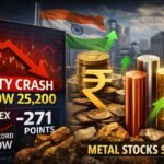 Nifty Crashes Below 25,200 Sensex Falls 271 Points as Rupee Hits Record Low, Metal Stocks Shine