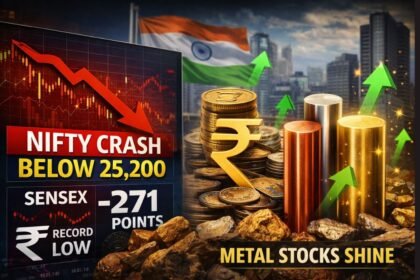 Nifty Crashes Below 25,200 Sensex Falls 271 Points as Rupee Hits Record Low, Metal Stocks Shine